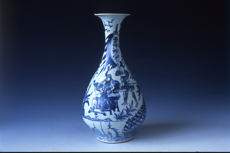 元代　人物画染付壺　花瓶　中国古玩 元代 人物画染付壺 花瓶 中国古玩 元代 人物画染付